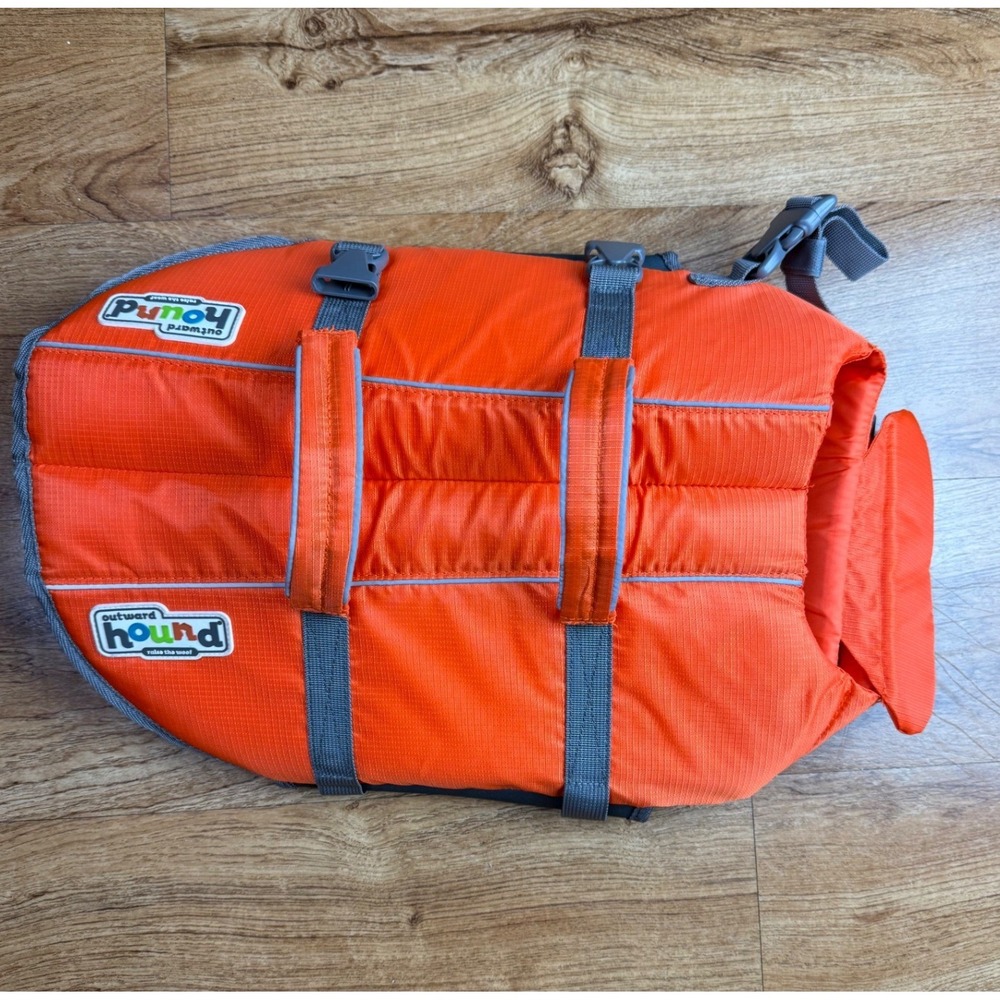 Outward Hound Granby Dog Life Jacket Orange Large Dual Handle Safety Vest LG